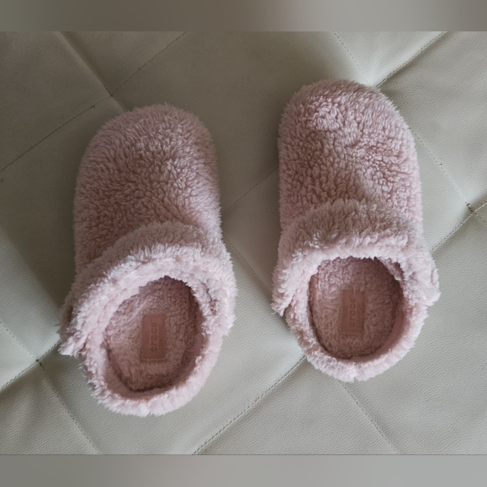 Crocs Pink Fuzzy Slippers